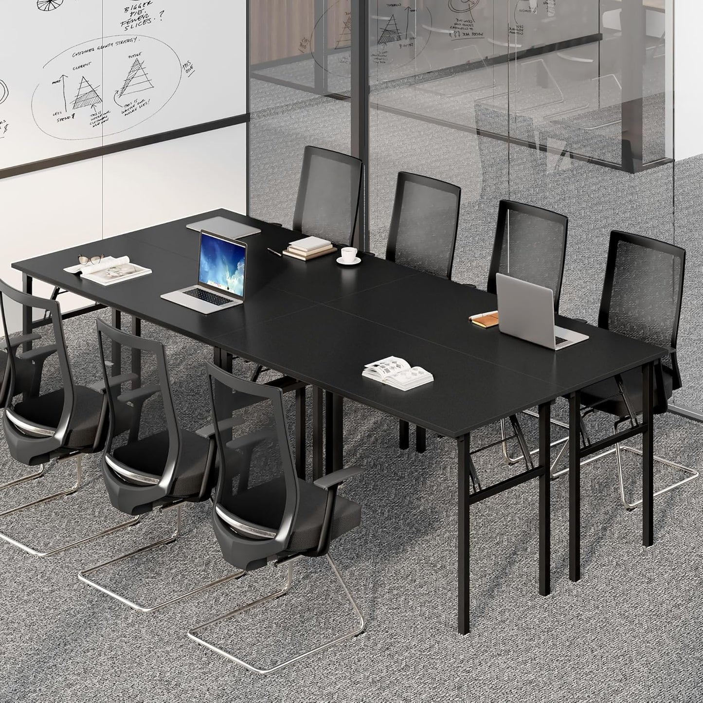 Need Home Office Desk - 60 Inches Large Computer Desk Sturdy Black Table Foldable Desk Gaming Computer Table No Assembly Required AC5CB 60 inch