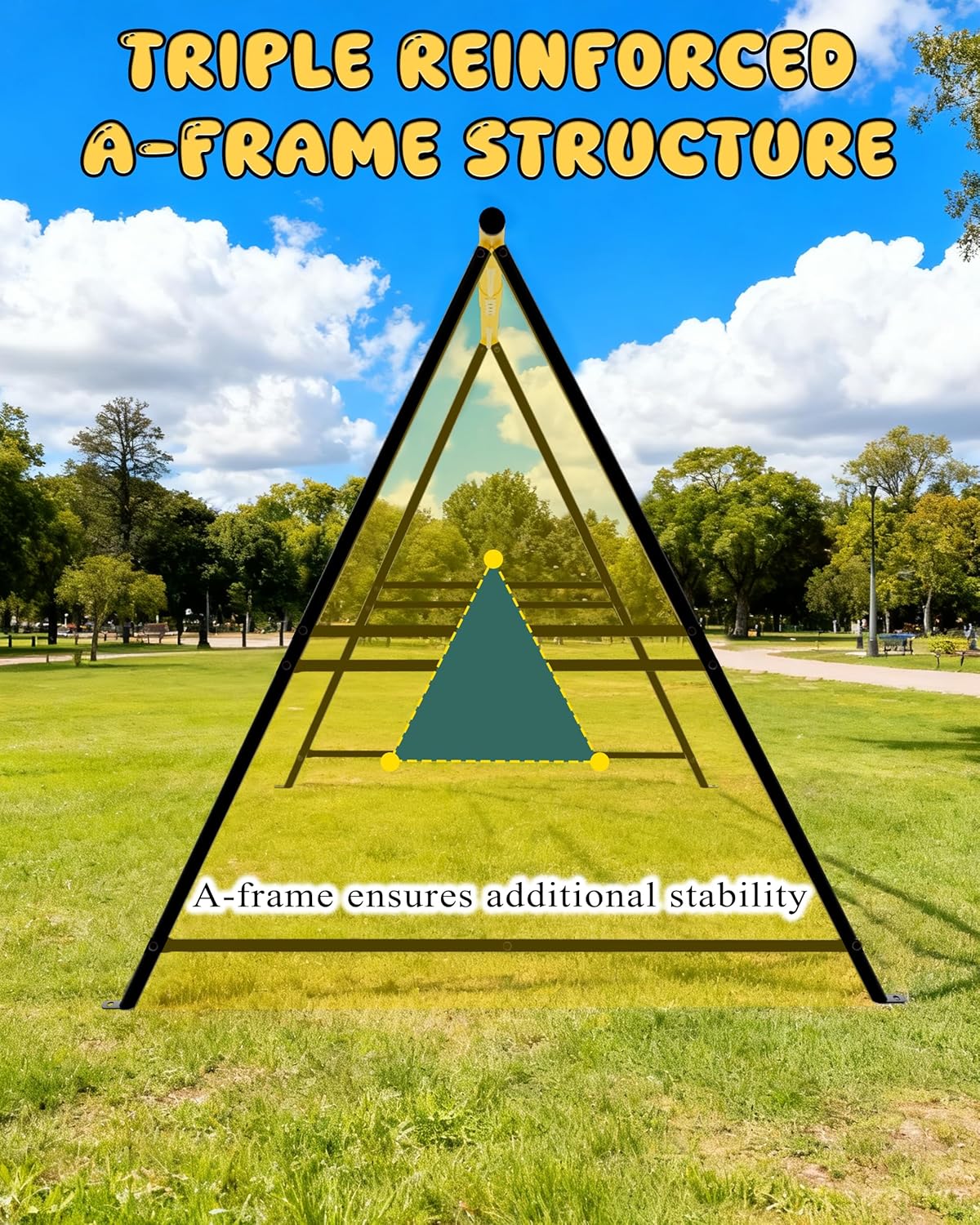Porch Swing Stand Frame for Both Kids and Adults,440Lbs Heavy-Duty Metal A-Frame for Swing Sets for Backyard (Frame Only) (Yellow)