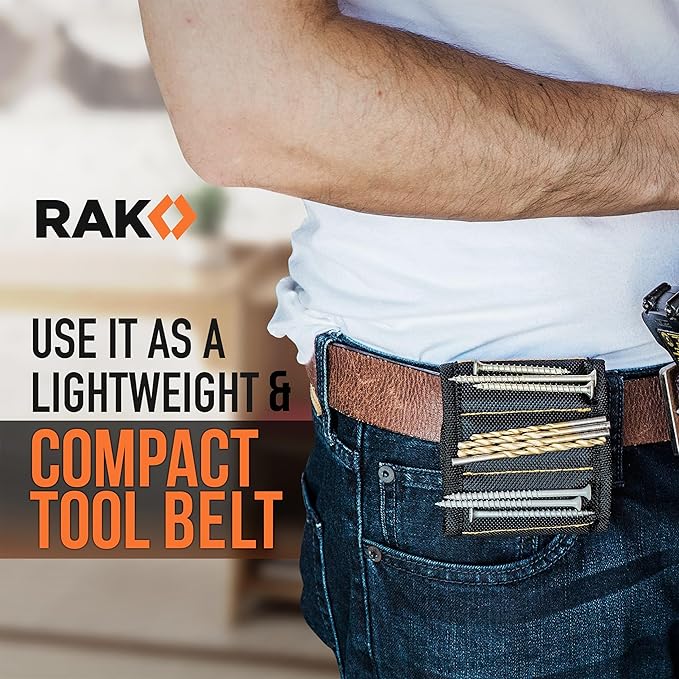 RAK Magnetic Wristband, Thumb Loop for Holding Screws, Nails, Drill Bits for Men - Made from Premium Ballistic Nylon, Lightweight Powerful Magnets for Dad, Husband, Grandpa, Handyman