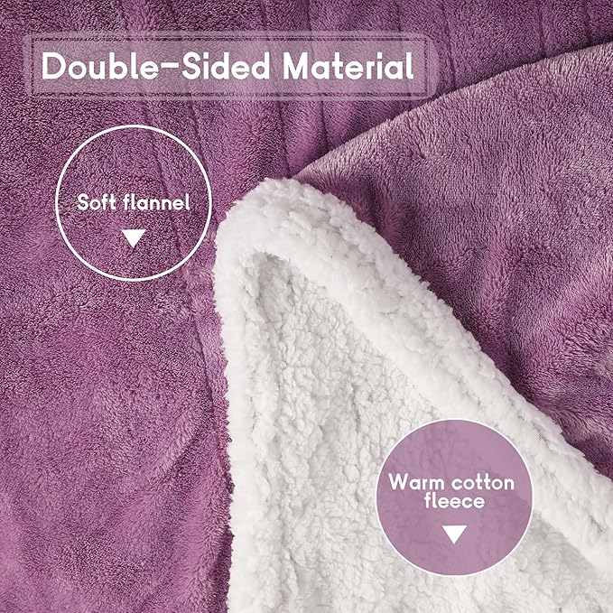 Heated Blanket Electric Blanket Full Size 72''x84'' with 9 Heating Levels, 1-10 Hour Auto Shut Off, Machine Washable, Flannel & Sherpa Soft Warming Blanket for Couch, Bed, Office - Purple