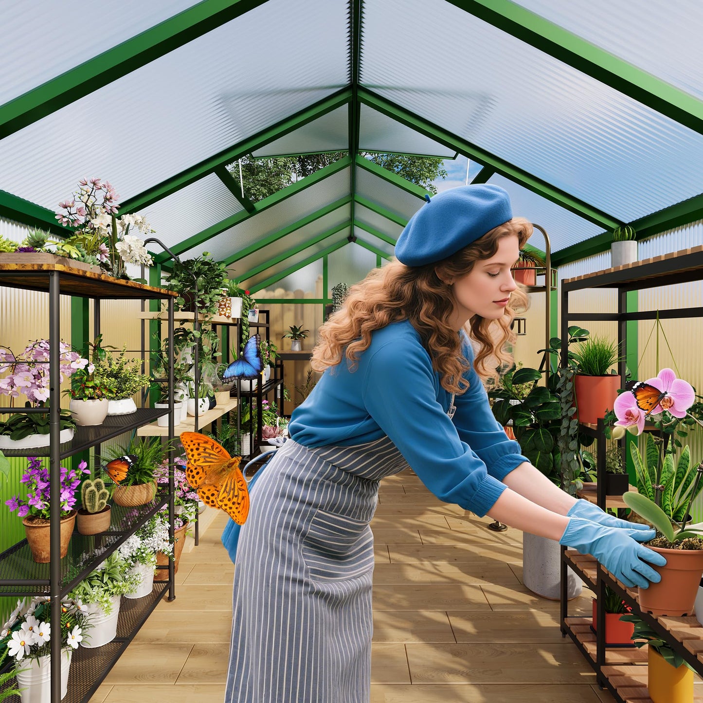 IDEALHOUSE 6×10 FT Greenhouse, Large Walk in Greenhouses for Outdoors and Garden Planting, Polycarbonate Greenhouse with Enhanced Aluminum Frame, Green Houses with Quick Setup Structure and Roof Vent
