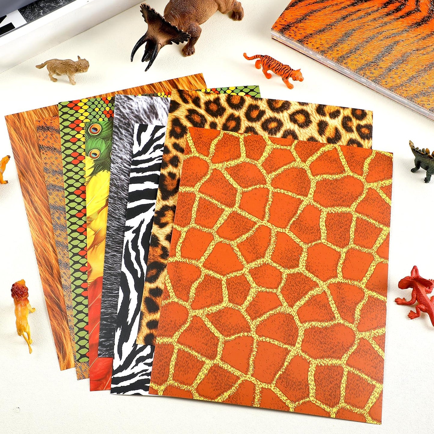 MotiMind 80 Pcs Animal Print Paper for Crafts Animal Print Scrapbook Paper Woodland Animals Decorative for Craft Decorating DIY Card Making Photo Album Decor, 8.3 x 11 Inch