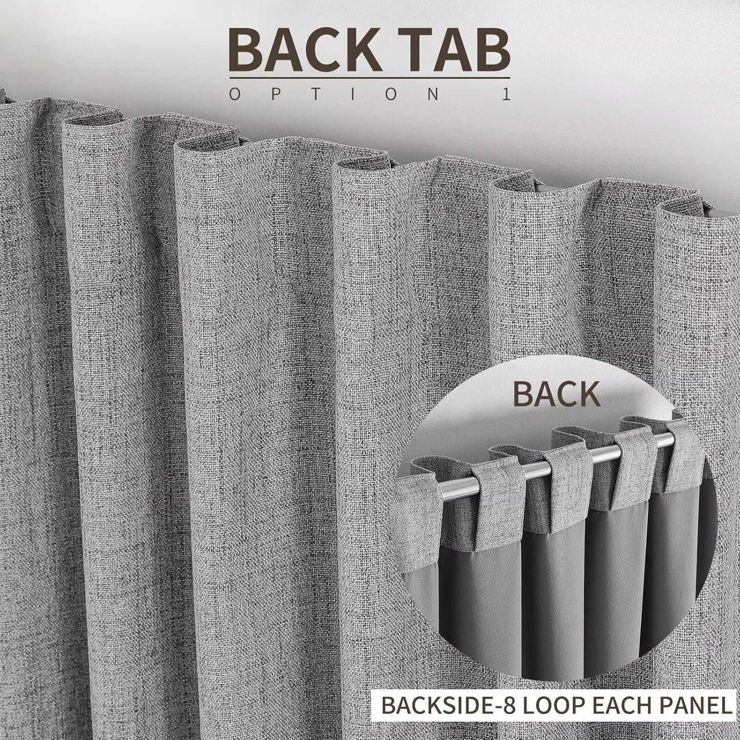 Joydeco 100% Total Blackout Curtains Custom Size for Bedroom Living Room Darkening Long Textured Drapes Thermal Insulated Back Tab & Rod Pocket 1 Panel(Light Grey,Custom Size)