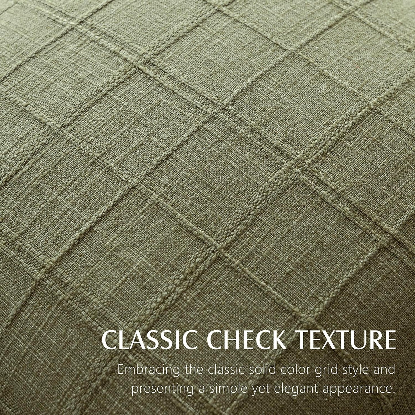 Foindtower Set of 2 Decorative Linen Check Throw Pillow Covers Neutral Farmhouse Vintage Cushion Covers Modern Boho Home Decor for Sofa Chair Couch Bedroom Living Room Outdoor,22×22 Inch,Sage Green