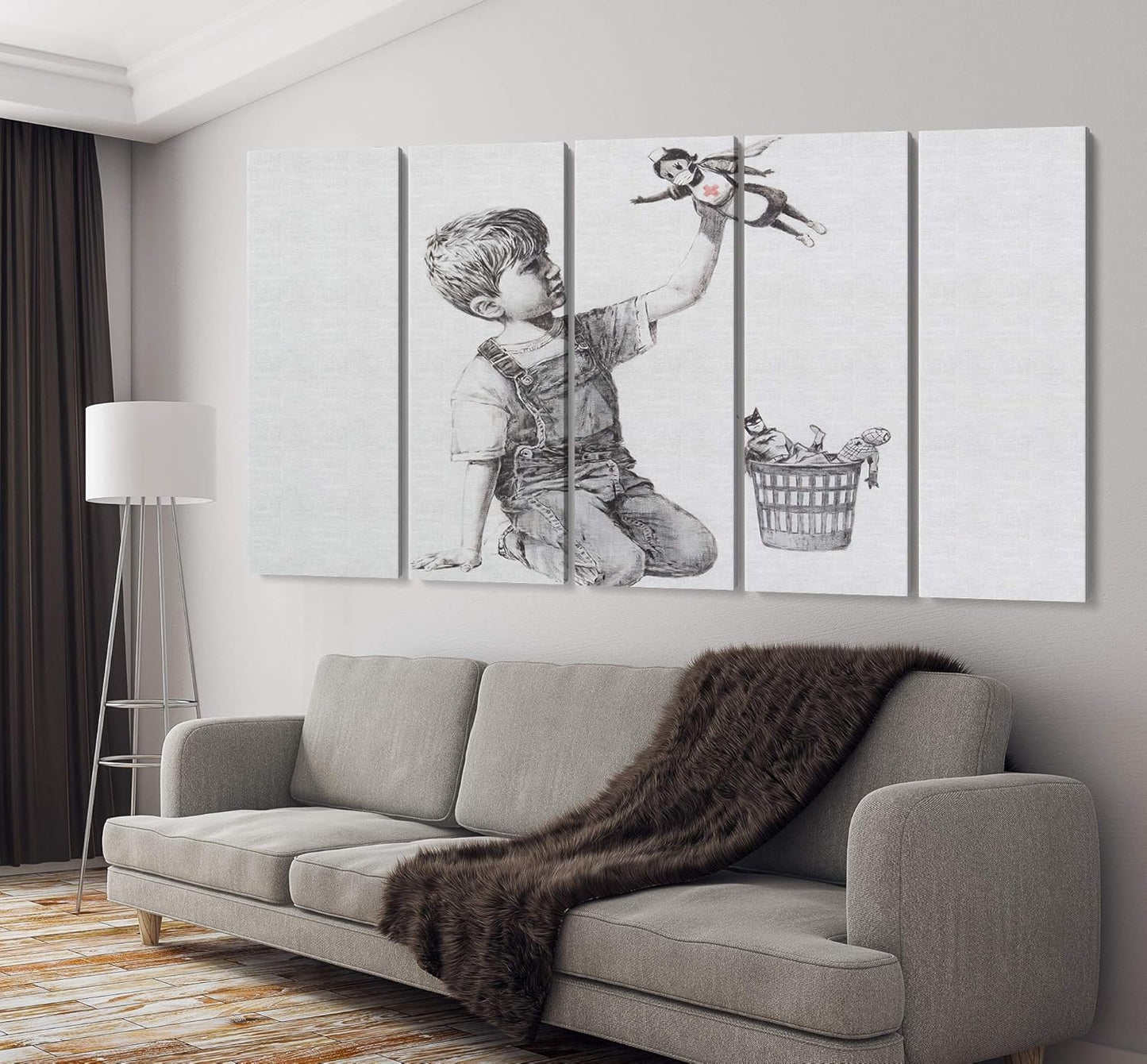 Banksy Super Nurse Hospital Canvas Art Wall Art Home Decor - Various Sizes (5 Pieces Cinema)