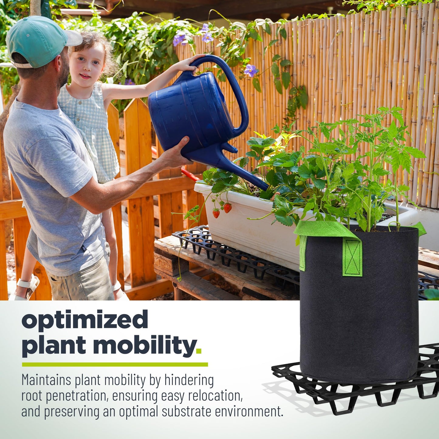 Plant Stand Outdoor – Modular Plant Riser 5 Pack for Pots, Planters & Grow Bags | Heavy-Duty UV-Resistant Elevated Pot Stand for Drainage, Airflow, Root Health & Cleaner Patios – 19.7x7.5x2.4 in (Black)