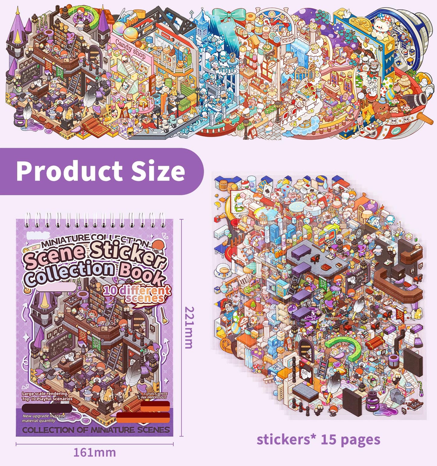 DIY 3D House Stickers, 10 Sets Fun DIY Sticker Scene Make Your Own Mini House Cute Cartoon Animal Scene Stickers for Kids Adult Sticker Art Relief Stress Pass The Time