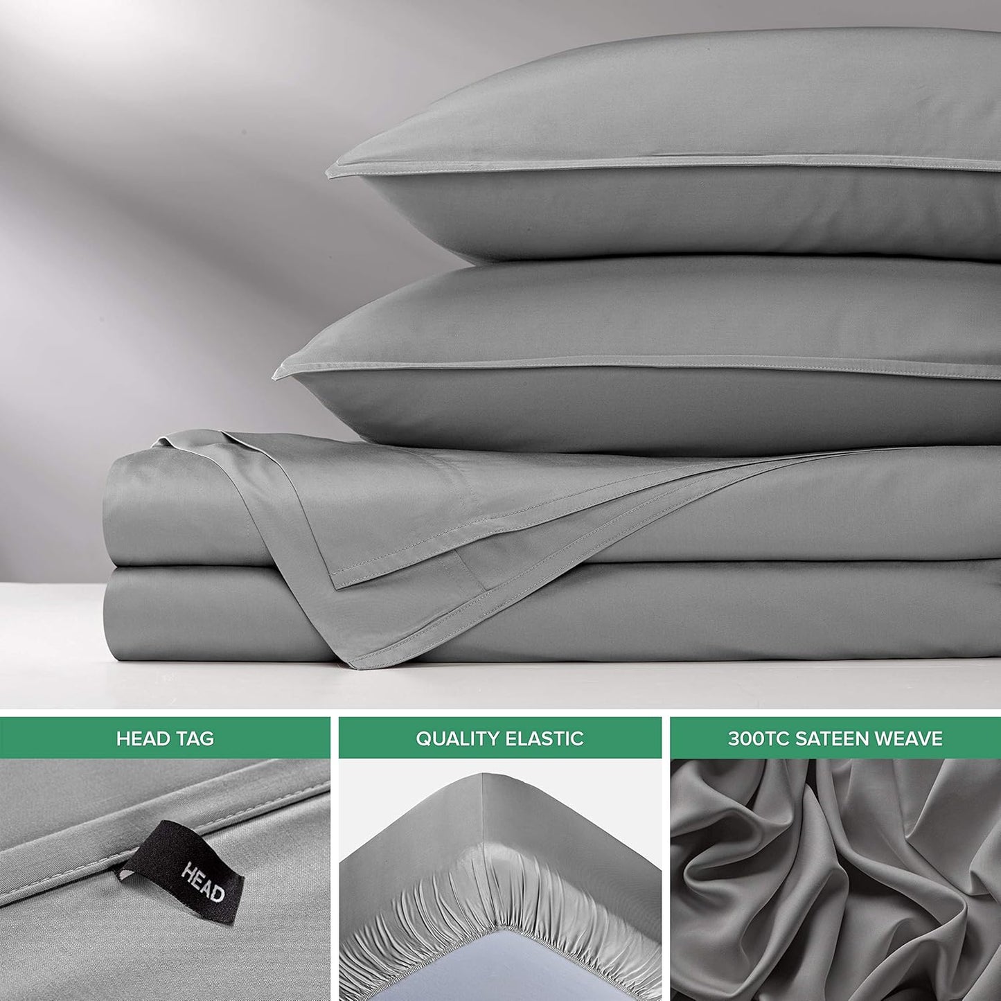 Pure Bamboo Twin Sheets, Genuine 100% Organic Viscose Derived from Bamboo Bed Sheet Set, Luxuriously Soft & Cooling, Double Stitching, 2 Year Quality Promise (Twin, Stone Grey)