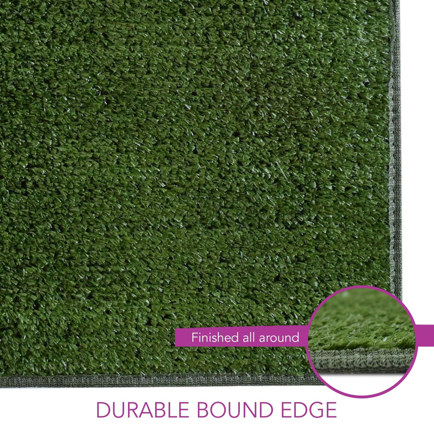 iCustomRug Synthetic Grass Rug – 6 x 12ft Lawn Green Turf Carpet for Patios, Yards, Boats, Camping – Indoor/Outdoor Use