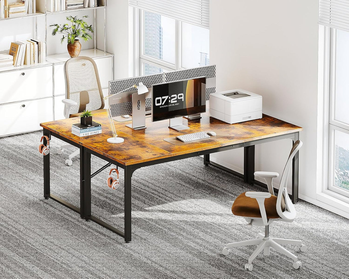 Coleshome 63 Inch Computer Desk, Modern Simple Style Desk for Home Office, Study Student Writing Desk, Vintage