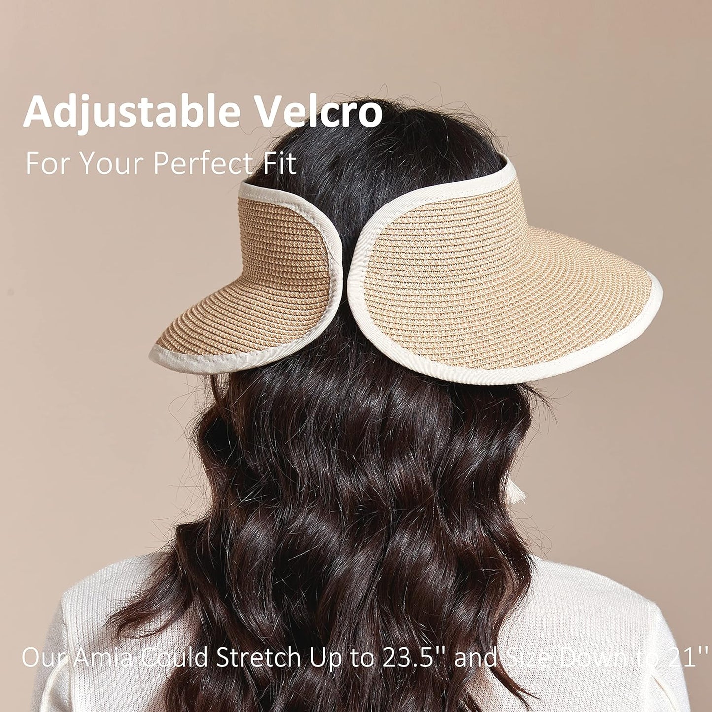 Joywant Womens Sun Visor Hats, Packable Wide Brim Ponytail Beach Hat Straw Visor Summer Beach Vacation Essentials for Womens