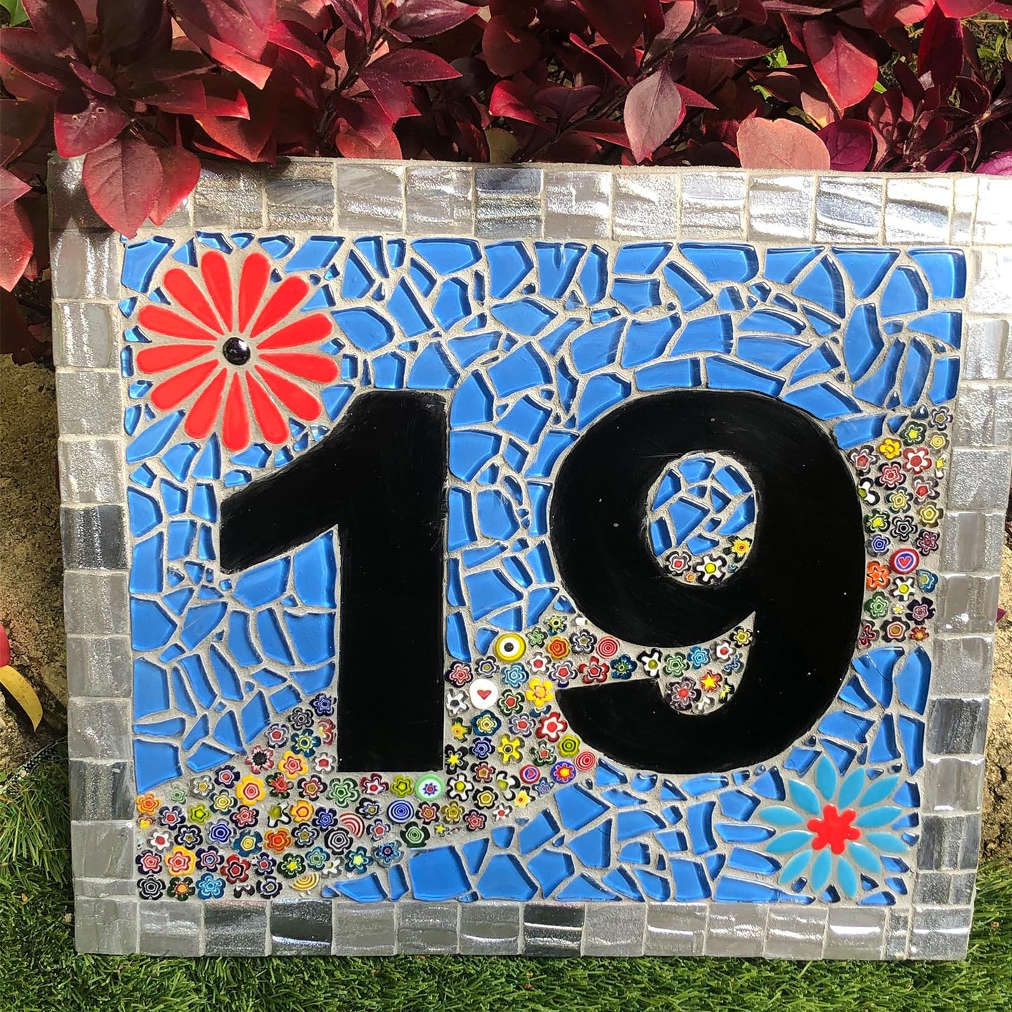 Youway Style Millefiori Glass Mosaic Tiles for Crafts, Flower Mosaic Glass Pieces for DIY Crafts Supplies,Mosaic Garden Craft Kits