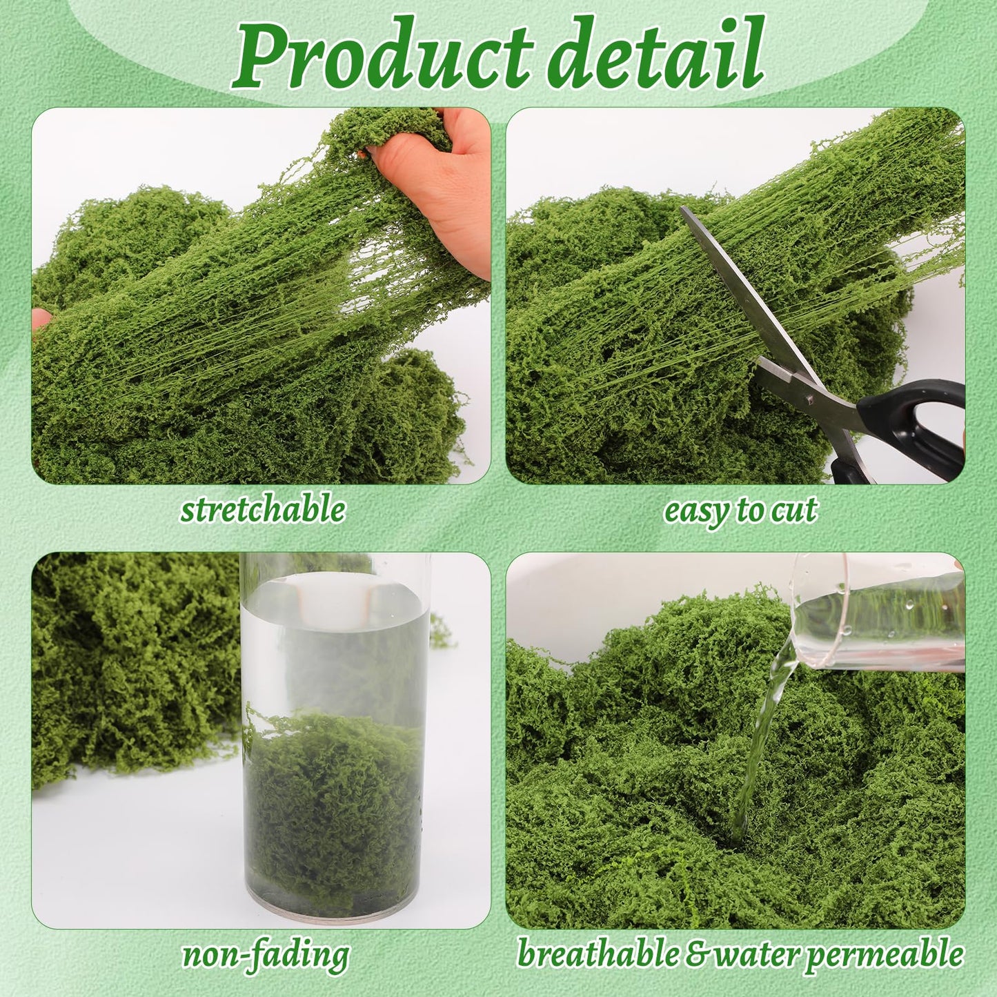 Ovveroche Fake Moss for Crafts 39" x 39" Faux Moss Mat with Base Fabric for Plants and 3.5 oz/ 100g Decorative Artificial Moss Green Faux Grass for Planters Crafts DIY Fairy Garden(Light Green)