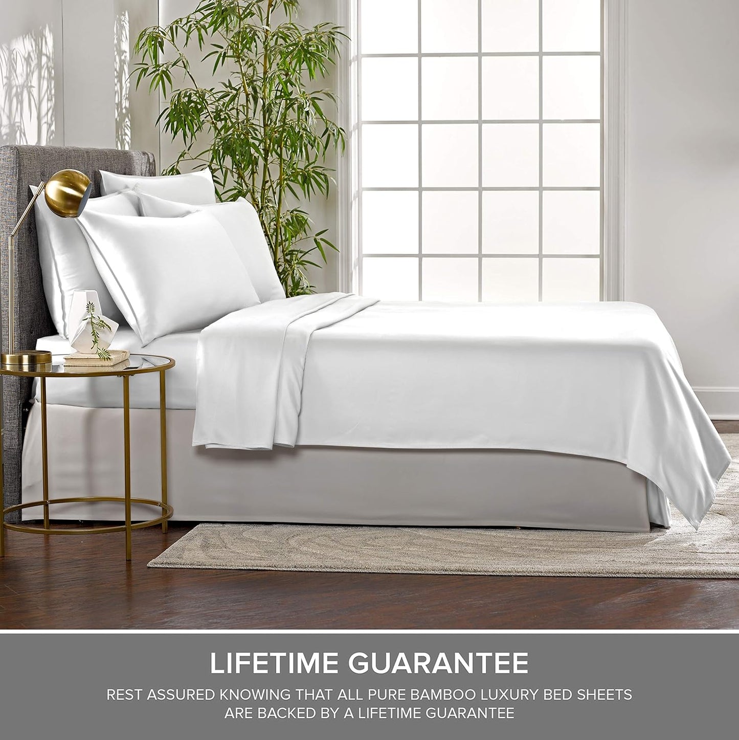 Short Queen Sheets by Pure Bamboo for RV Camper (60"x75") - Genuine 100% Organic Viscose Derived from Bamboo Bed Sheet Set, Soft & Cooling, Lifetime Quality Promise (Short Queen, White)