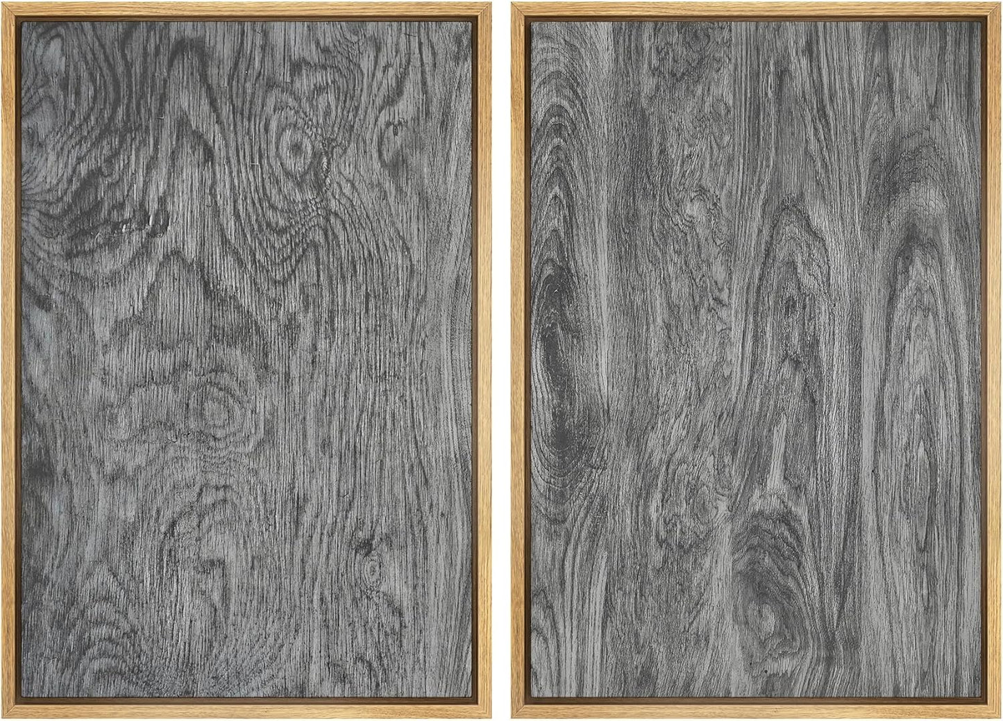 SIGNWIN Framed Canvas Print Wall Art Set Gray Wood Grain Rustic Abstract Illustrations Modern Art Minimal Decorative Nordic for Living Room, Bedroom, Office - 16"x24"x2 Natural