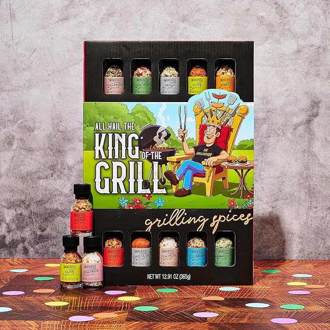 Smokehouse by Thoughtfully, Gourmet Ultimate Grilling Spice Set with Father’s Day Wrap, Includes 20 BBQ Seasonings & Rubs Like Chili Garlic, Italian, and Cajun, Gift for Dad