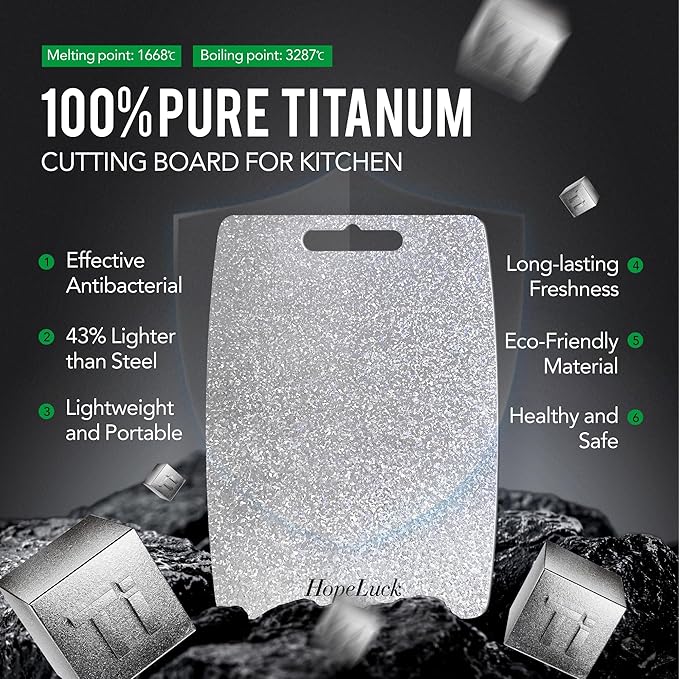 Titanium Cutting Board Set of 3, 100% Pure Titanium Cutting Boards for Kitchen, Double Sided Food-Grade Lightweight Metal Chopping Board for Meat Vegetables (16"*11"+13"*9"+9"*6")