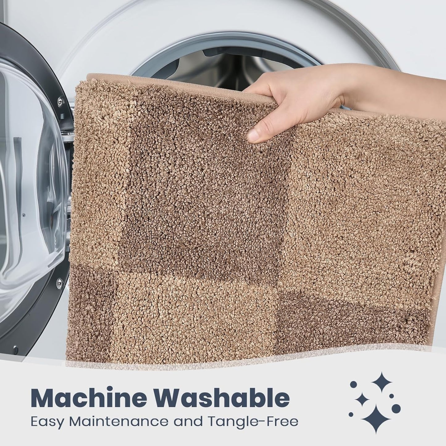 PURRUGS Bathroom Rug Non-Slip Machine Washable 30" x 46", Super Absorbent and Quick-Dry Bath Mat, Extra Soft and Plush Bath Rug for Shower, Bathtub and Sink, Grayish Brown & Coffee