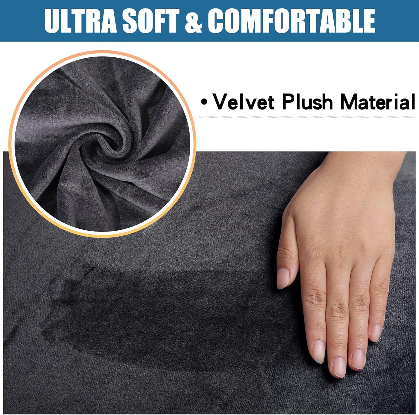 Smiry Velvet Seat Covers for Dining Room Chair Set of 2, Stretch Fit Removable Washable Chair Seat Cushion Protector Slipcovers with Ties, Dark Grey