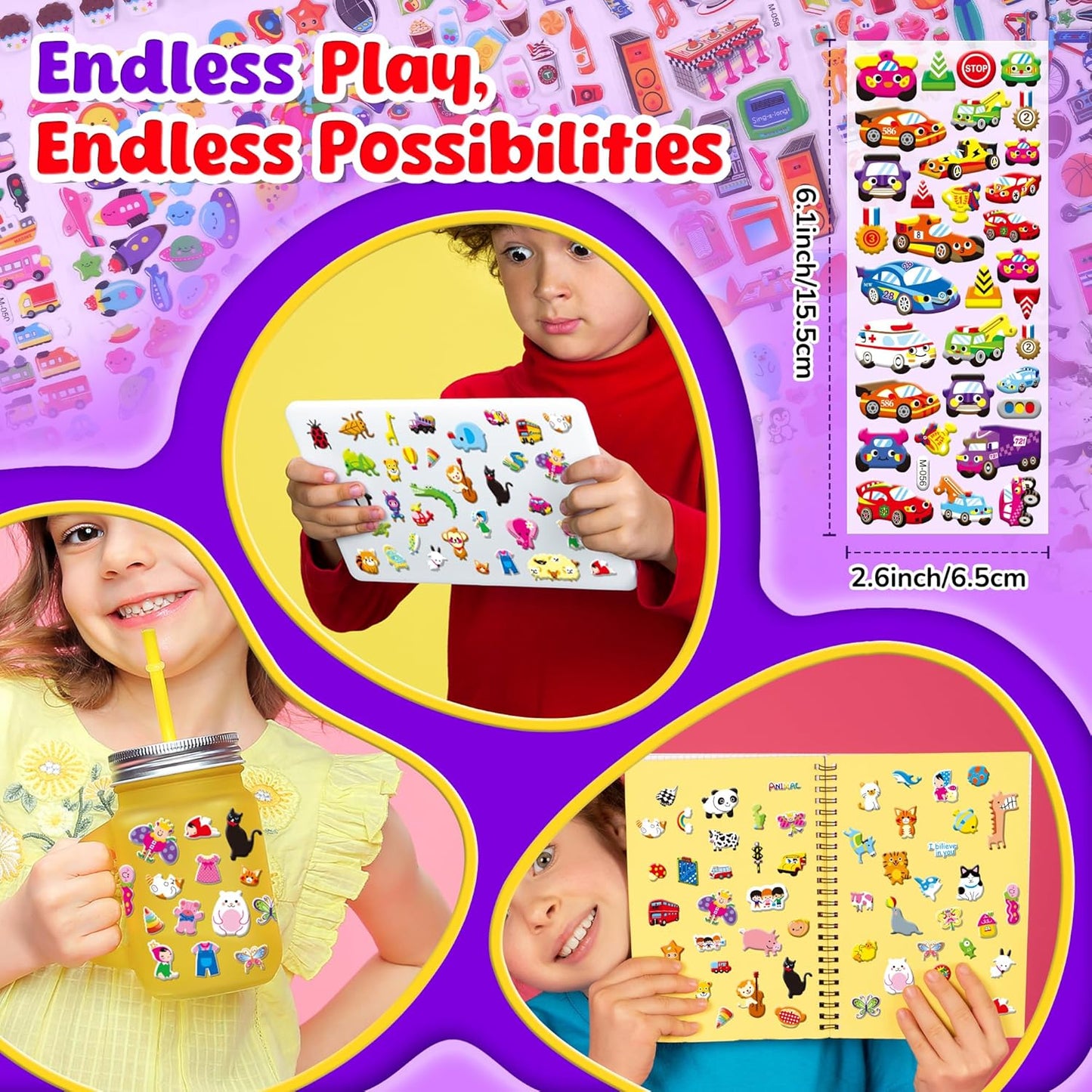 3D Puffy Stickers for Kids, 80 Sheets, 4000+ Foam Stickers for Toddler Girls & Boys, Classroom & Teachers Must Haves,Teacher Sticker Reward Pack for Classroom, Kids Crafts, Scrapbooking, Party Gifts