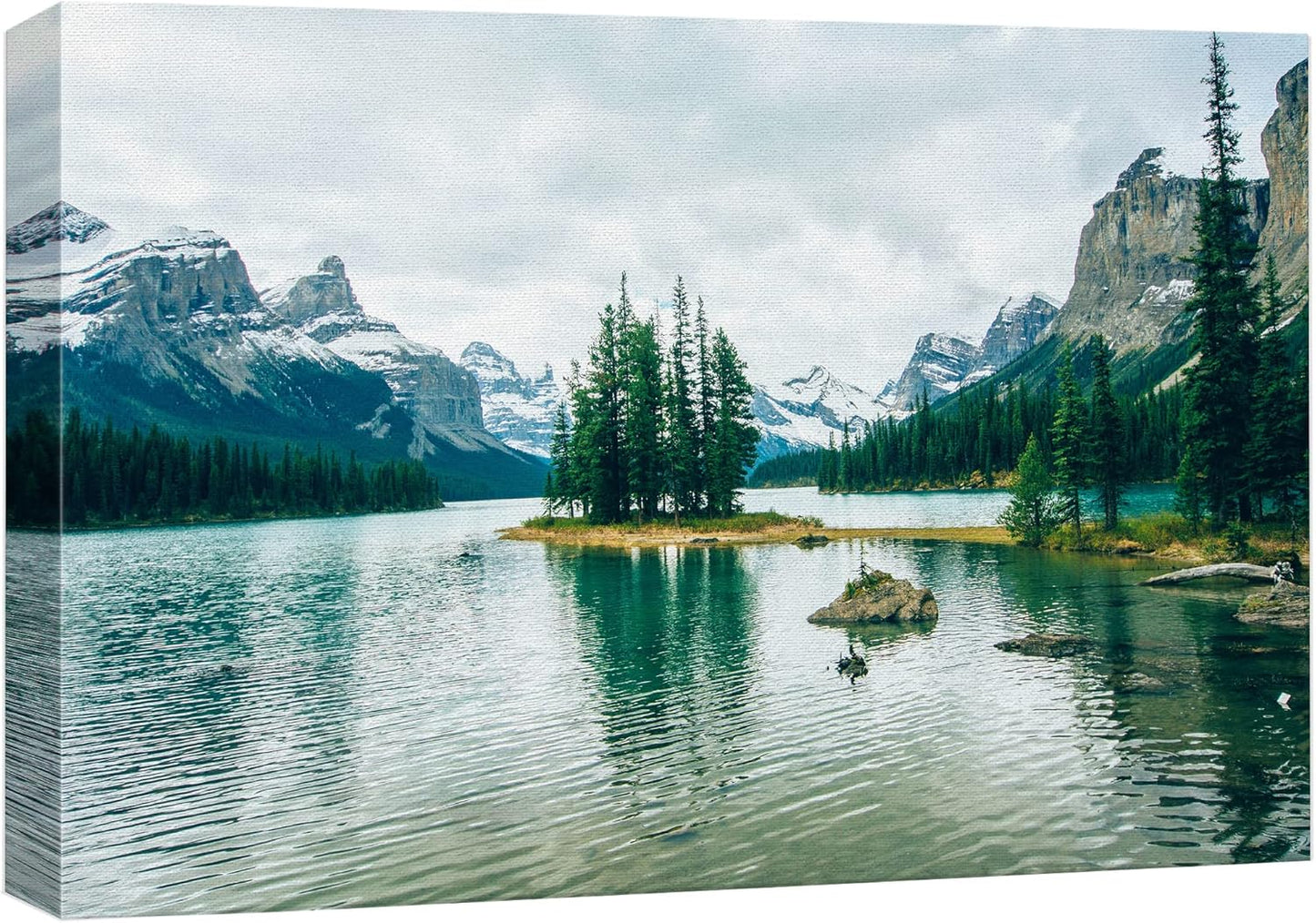 wall26 Canvas Print Wall Art Winter Pine Tree Forest Mountain Lake Nature Wilderness Photography Realism Earth Scenery Rustic Scenic Landscape Colorful for Living Room, Bedroom, Office - 16"x24"