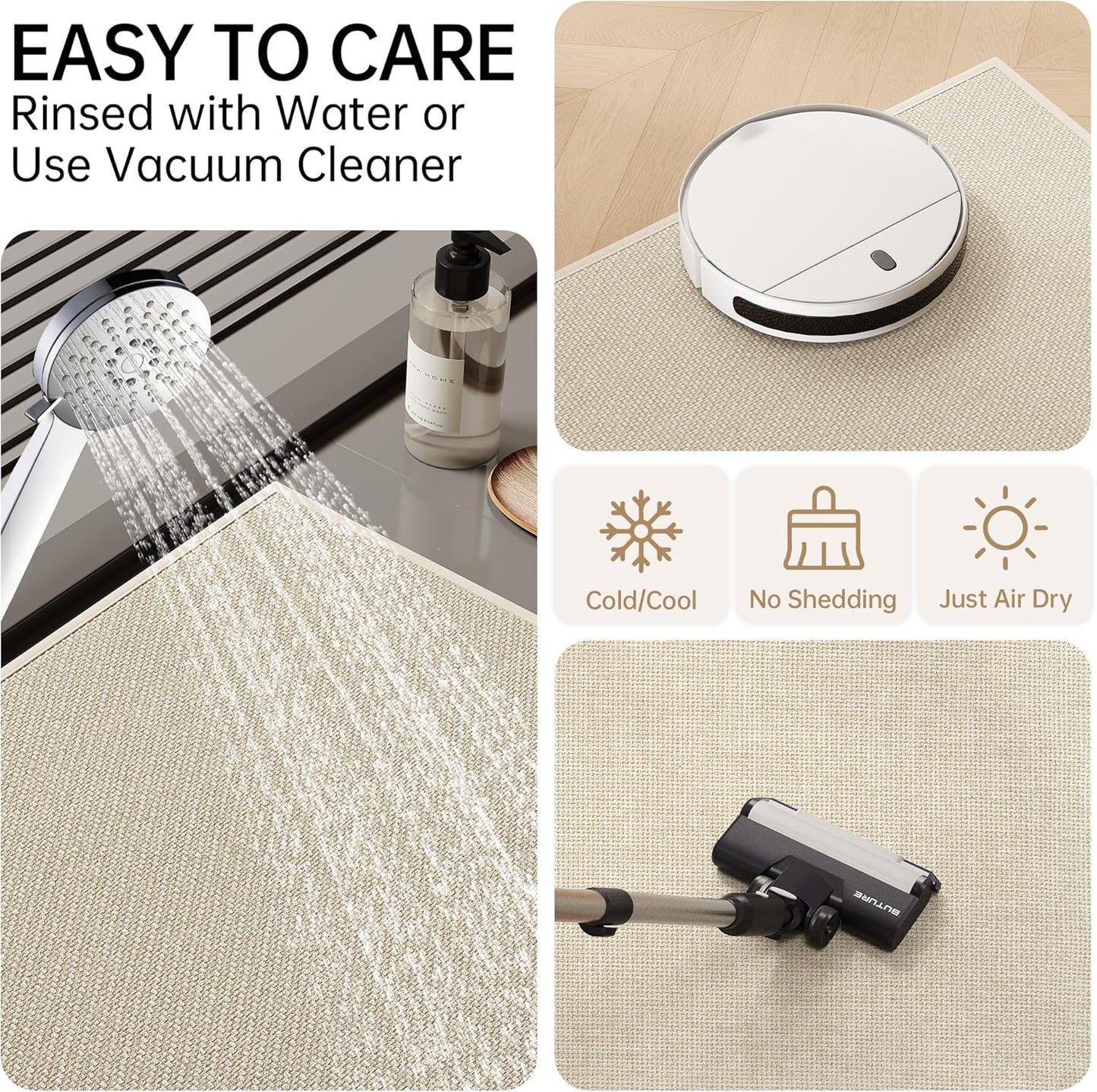 Mecko Bath Mat, Ultra Absorbent Quick Dry Bathroom Floor Mats-Upgraded Thin Cozy Cloth Bathroom Mat Fit Under Door, Rubber Non-Slip Bathroom Rug for Bathtub, Sink, Shower Room(Oatmeal,16"x24")