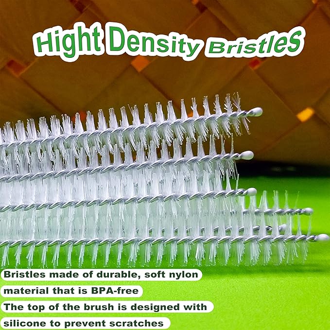 Extra Long Straw Cleaner Brush Long 14 Inch, Straw Brush of Bristles Diameter 12 mm, Straw Cleaning Brush with Stainless Steel Nylon Bristles for Cleaning Straws,Stanley, Owala, Water Bottle (8 PCS)