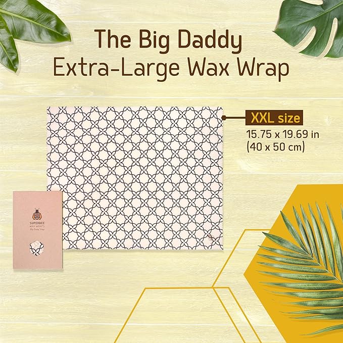 SUPERBEE Beeswax Bread Wrap, Reusable Beeswax Wrap for Food, Wrap Bread, Reusable Bees Wrap Paper for Wrapping Vegetables, Cheese Paper, Bowl Covers and Sandwich Wrapping, XXL