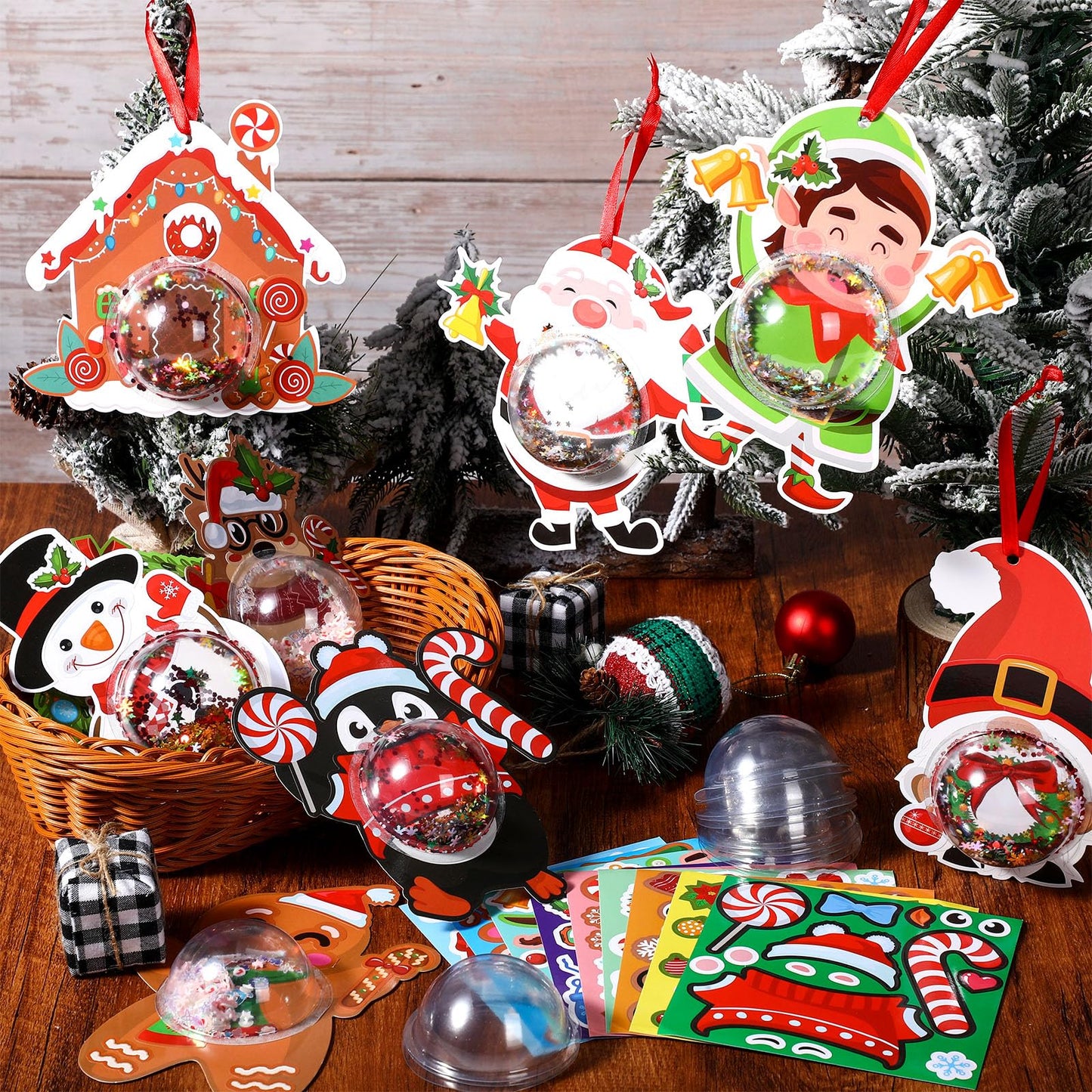 Blosssound 27 Set Christmas Craft Kits - Make Your Own Xmas Ornament Kit With Sticker Glitter Santa Snowman Elk Gnome - Party Decorations Home Holiday Handcraft Activities