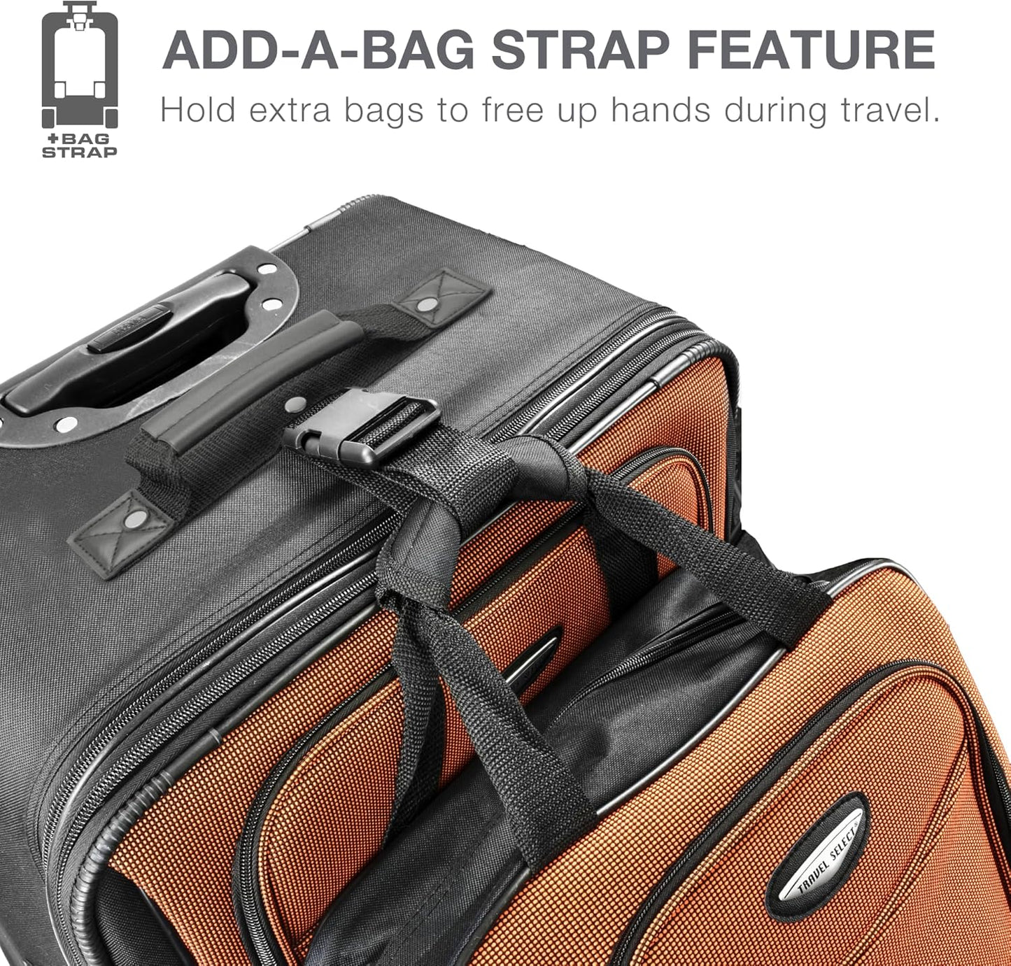 Travel Select Amsterdam Softside Expandable Rolling Luggage, Lightweight 2-Wheel Check-In Suitcase with Push-Button Handle, Navy, 29" Large