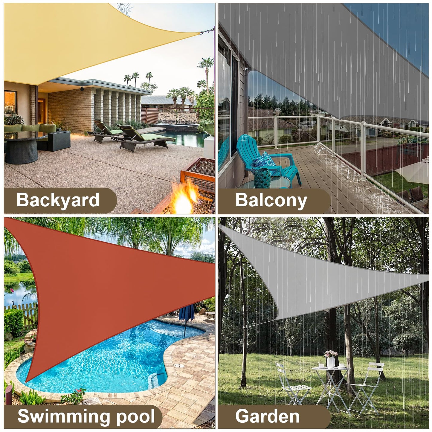 Amagenix Waterproof Sun Shade Sail 8'x10' Dark Grey Shade Canopy Curved Edge 95% UV Blocking Awning Shelter for Outdoor Patio Backyard Garden Activities,Customized