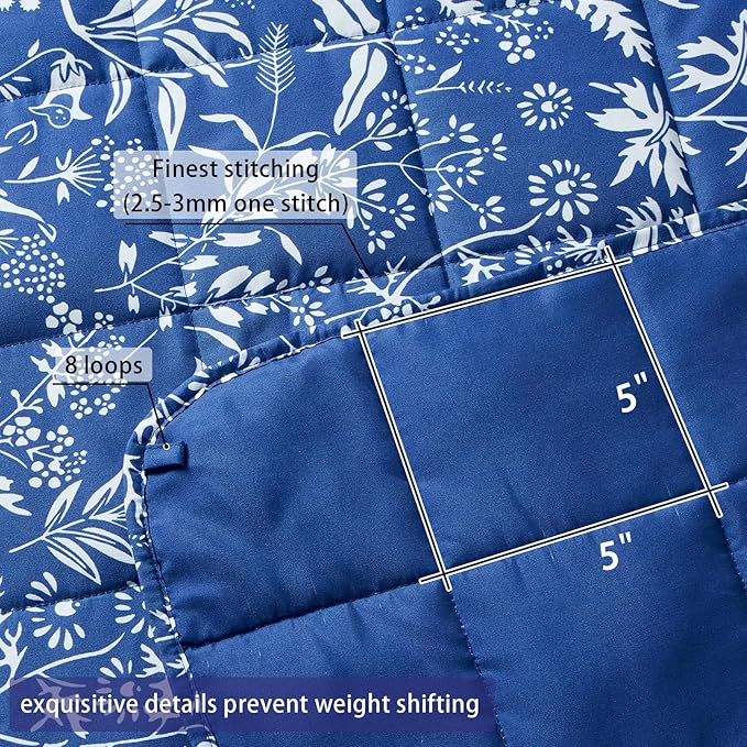 yescool Weighted Blanket for Adults (20 lbs, 48" x 72", Indigo) Cooling Heavy Blanket for Sleeping Perfect for 140-160 lbs, Twin Size Breathable Blanket with Premium Glass Bead, Machine Washable