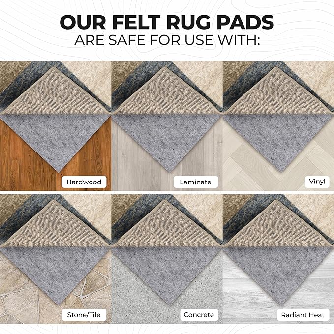 Superior Indoor Area Rug Pad, Non-Slip, Non-Skid, Floor Protector, Hardwood and Tile Floor Padding, Furniture Protector Pad, Carpet Gripper Mat, Felt and Rubber Rug Grip, Lima Collection, 2' 7" x 10'