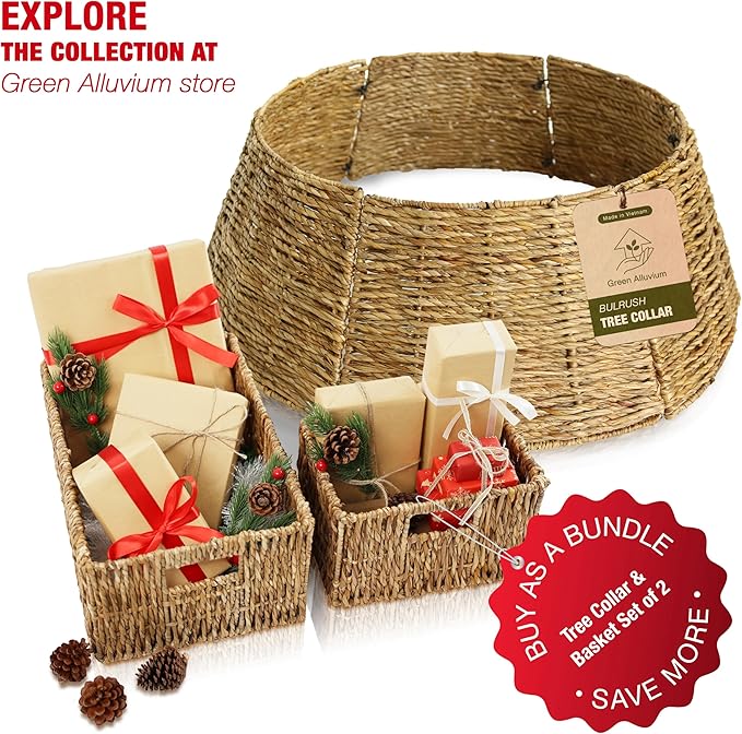 Wicker Basket Set – Stackable Storage Bins for Organizing Pantry & Kitchen – 1 Medium Basket + 1 Small Baskets with Handle – Wicker Storage Baskets for Shelves & More