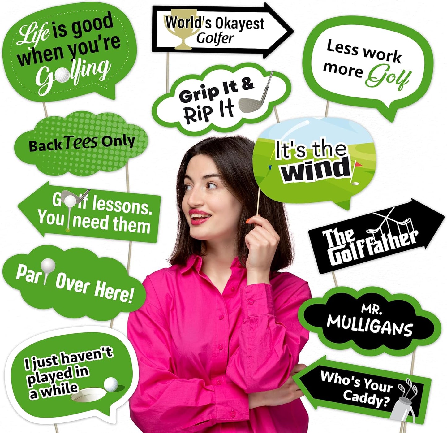 Golf Party Photo Booth Props Set – Fun Golf-Themed Decorations for Tournaments, Birthdays, and Retirement Parties (12)