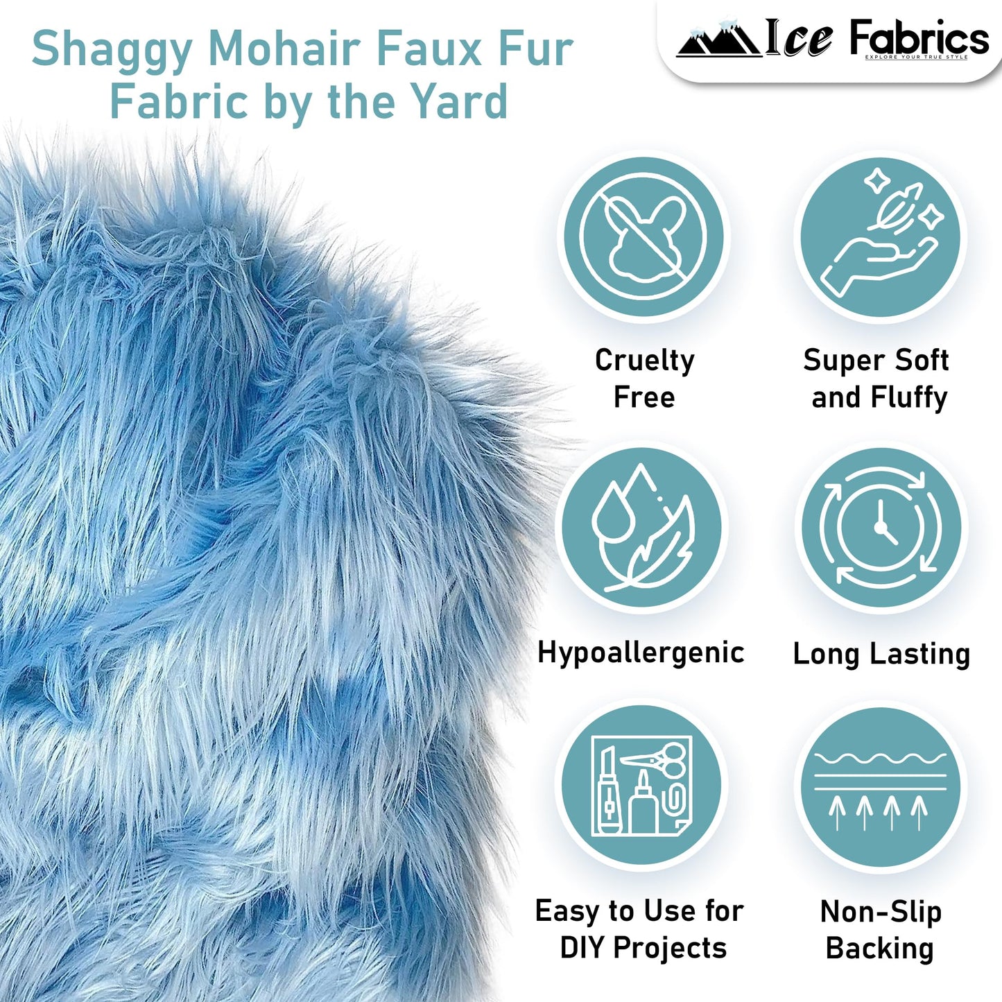 Ice Fabrics Faux Fur Fabric by The Yard - 60 Inches Wide Super Soft and Fluffy Shaggy Mohair Fur Fabric for Costumes, Apparel, Rugs, Pillows, Decorations and More - Lime Green - Half Yard