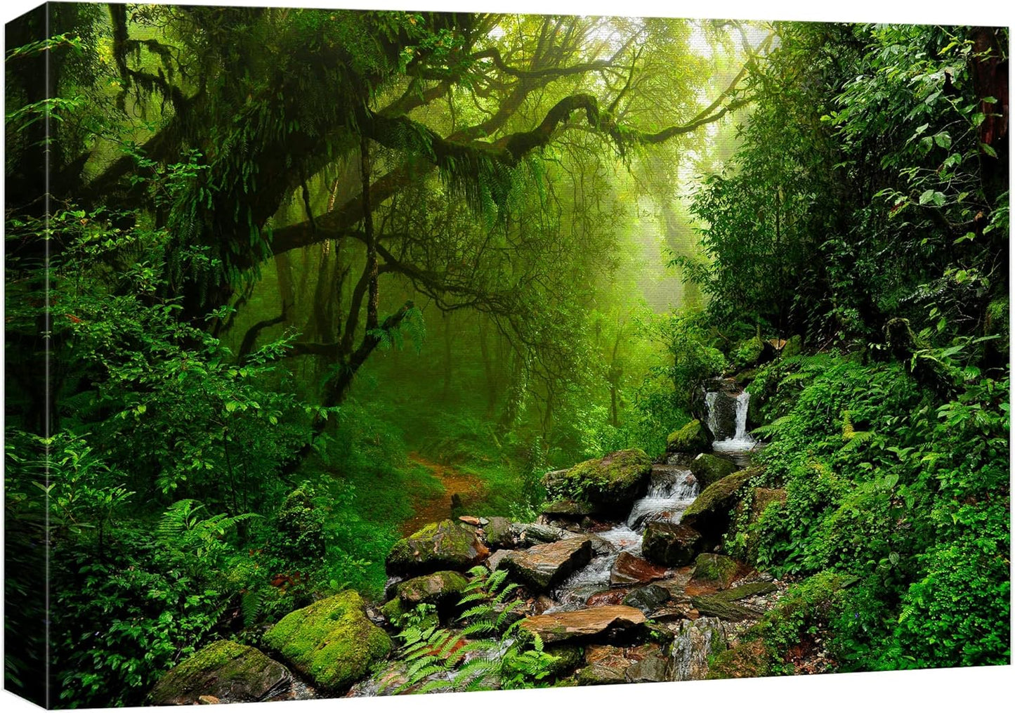 wall26 Canvas Print Wall Art Nepal Green Forest & Waterfall Nature Wilderness Photography Modern Art Rustic Scenic Colorful for Living Room, Bedroom, Office - 16"x24"