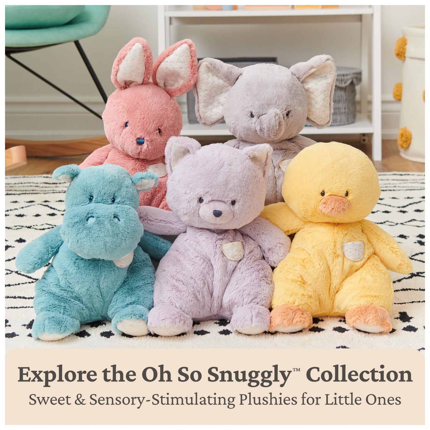 GUND Baby Oh So Snuggly Littles Bunny Rabbit, Small Stuffed Animals, Bunny Stuffed Animal, Plush Toys for Infants and Toddlers, Pink, 7”