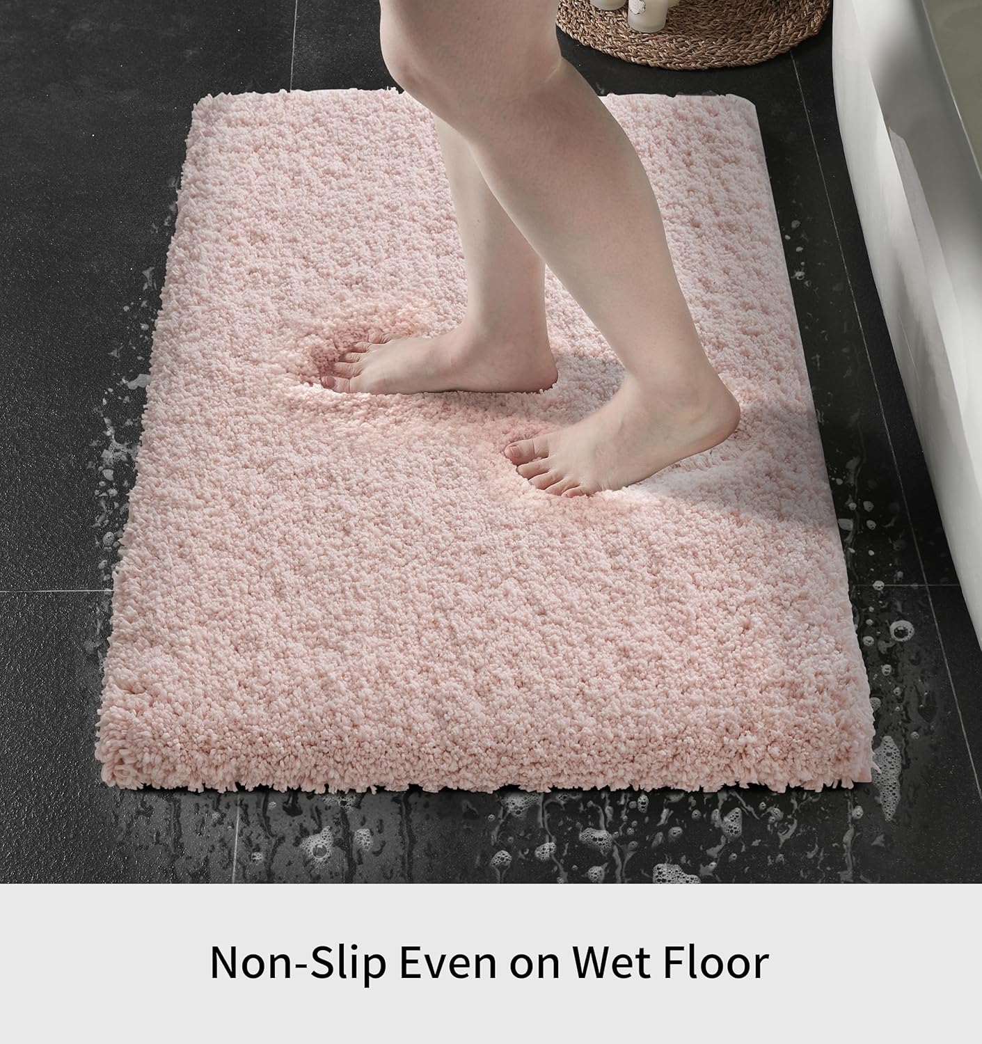 Pink Bathroom Runner Rug 24x70 Non Slip Fluffy Long Bath Mat for Bathroom Floor Washable Plush Luxury Bath Rug for Tub Absorbent Shower Sink Mat Bedside Rug