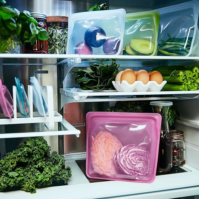 Stasher Platinum Silicone Food Grade Reusable Storage Bag, Clear (Stand-Up Mega) | Reduce Single-Use Plastic | Cook, Store, Sous Vide, or Freeze | Leakproof, Dishwasher-Safe, Eco-friendly | 104 Oz