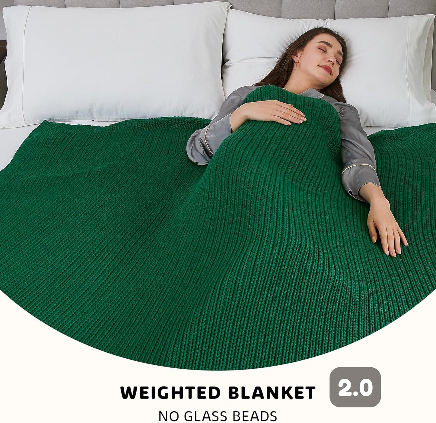 L'AGRATY Knitted Weighted Blanket - 50"x60" 10lbs Cooling Chunky Knit Heavy Blanket for Adults Braided Crochet Throw Thick Cable Yarn Knit Decorative No Beads Evenly Weighted Machine Washable