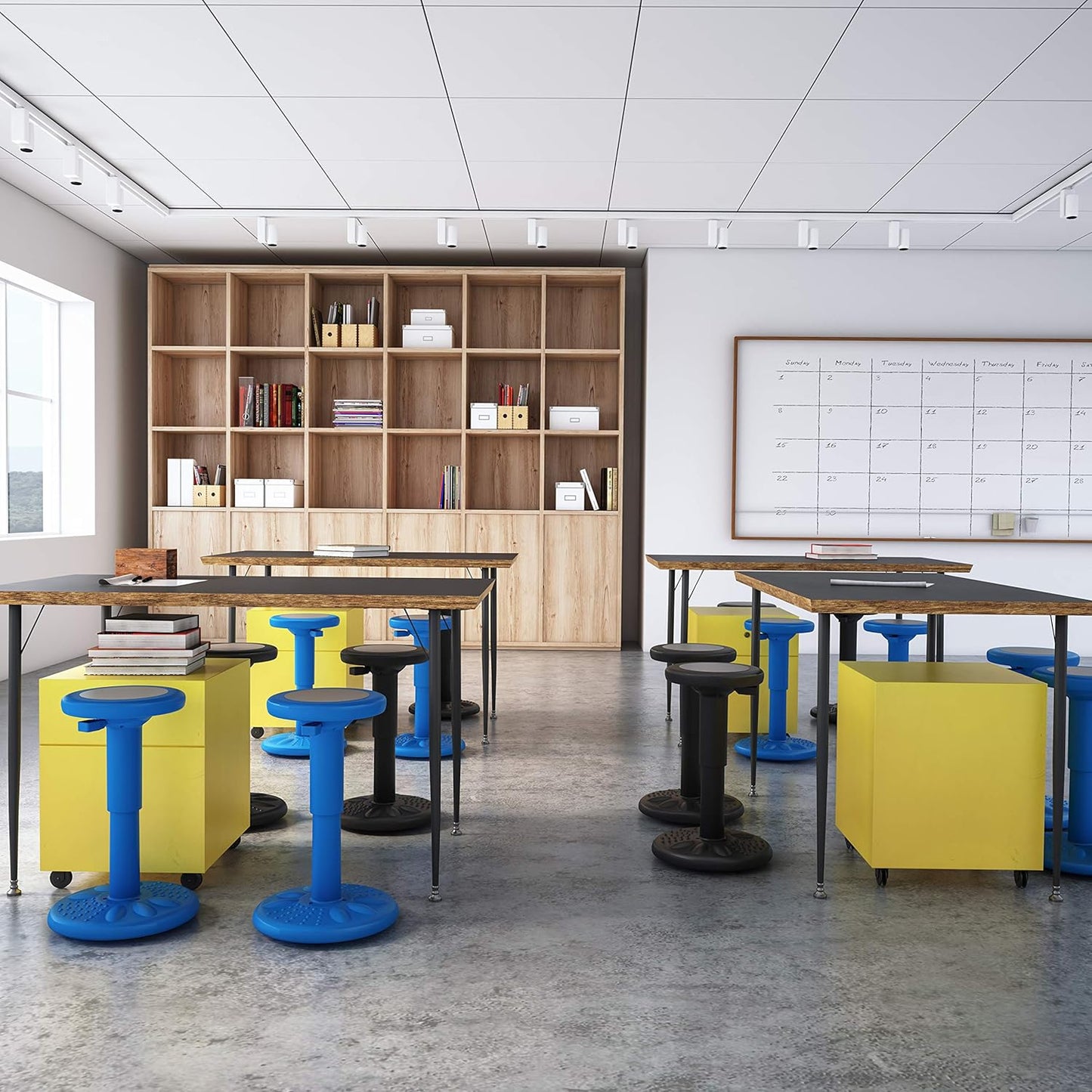 ActiveChairs Adjustable Wobble Chair, Flexible Classroom Seating improves Focus, Posture & Helps ADHD/ADD. Classroom Stools, Active Wobble Chairs, Adjusts from 16.65" to 23.75" Ages 13-18 Blue