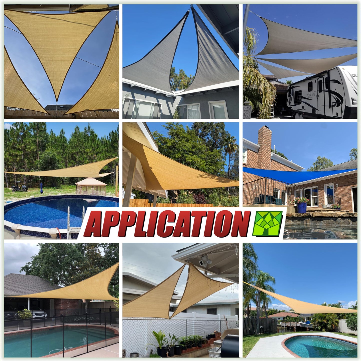ColourTree 16' x 16' Grey Square CTAPS16 Sun Shade Sail Canopy Mesh Fabric UV Block - Commercial Heavy Duty - 190 GSM - 3 Years Warranty