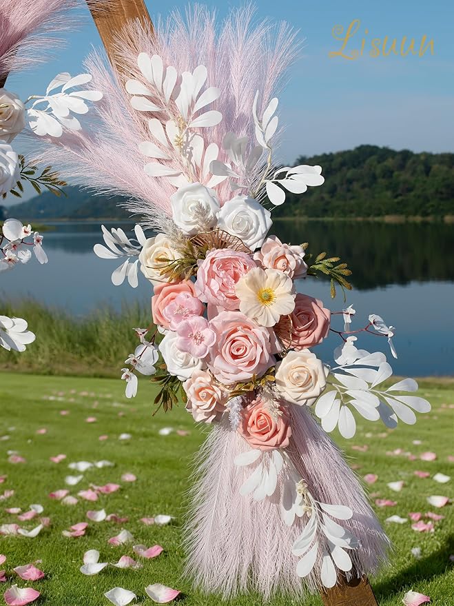 Wedding Arch Flowers, Artificial Flowers for Decoration, Large Flower Swag for Boho Styles Wedding Ceremony Floral Decor - Pack of 2