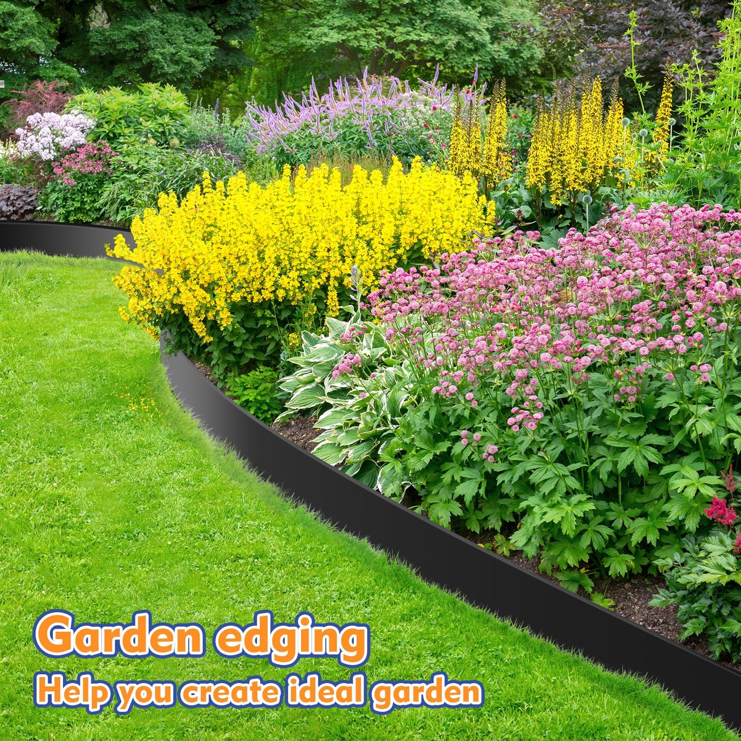 4 Inch x 100 FT (Multiple Sizes Available) Landscape Edging, Garden Edging Borders with 100pcs Upgrade Stakes, Flexible No Dig Plastic Garden Border for Lawn, Landscaping, Flower Beds, tree and Yard