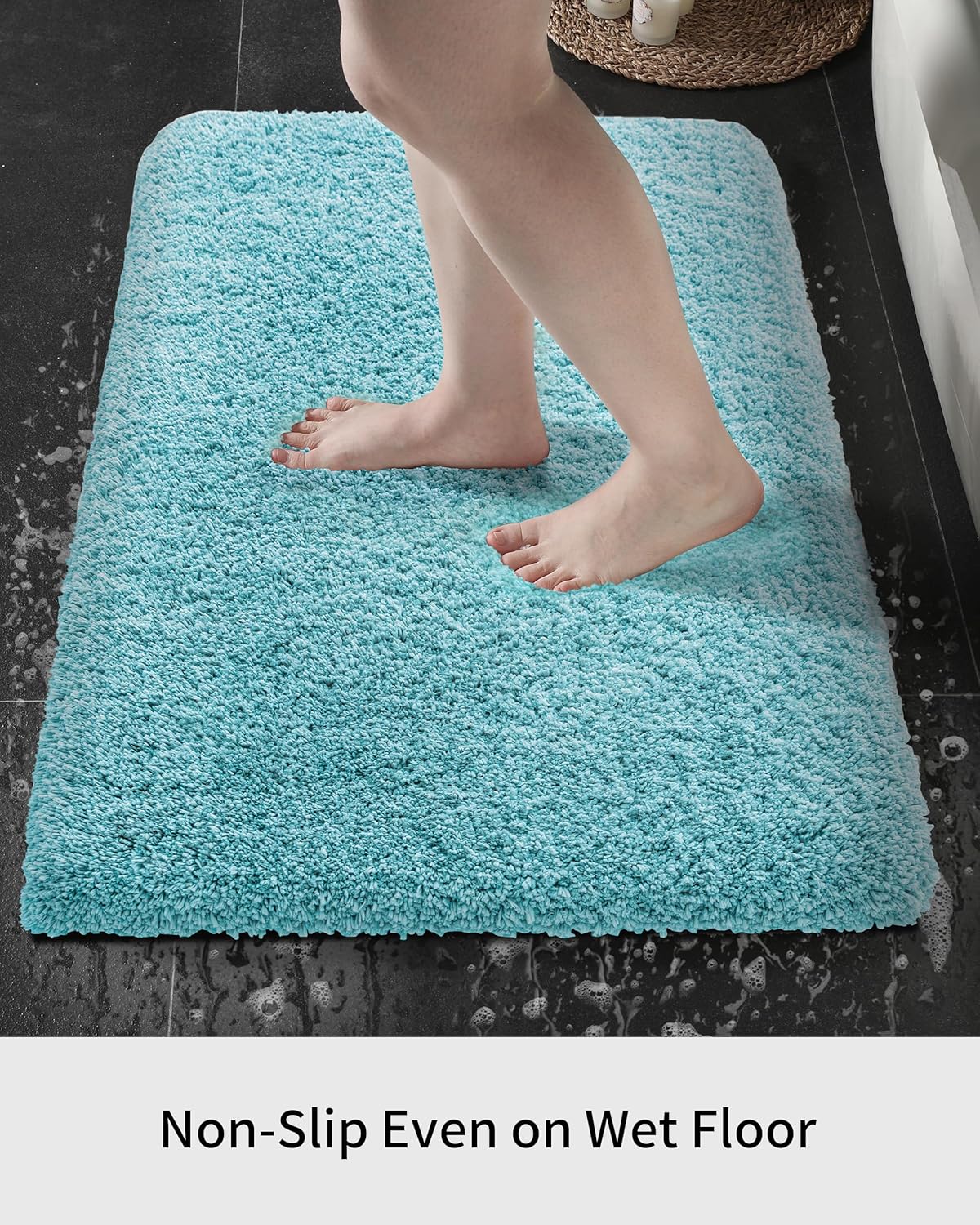 Bathroom Runner Rug 24x59 Teal Non Slip Fluffy Long Bath Mat for Bathroom Floor Washable Plush Luxury Bath Rug for Tub Absorbent Shower Sink Mat Bedside Rug