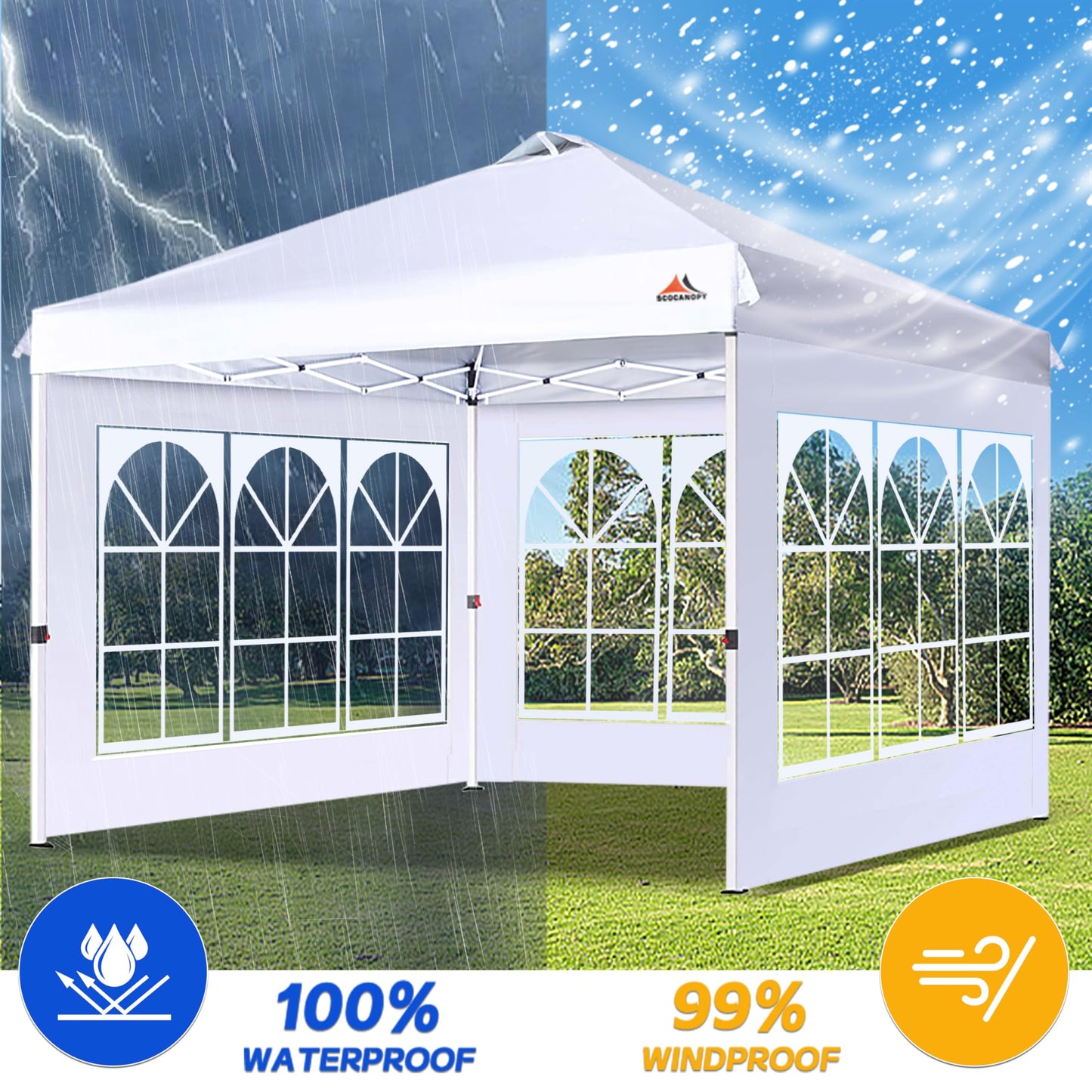SCOCANOPY Church Window Sidewall for 10x10 Canopy Frame, 3 Pack Sunwalls Only,(Khaki)
