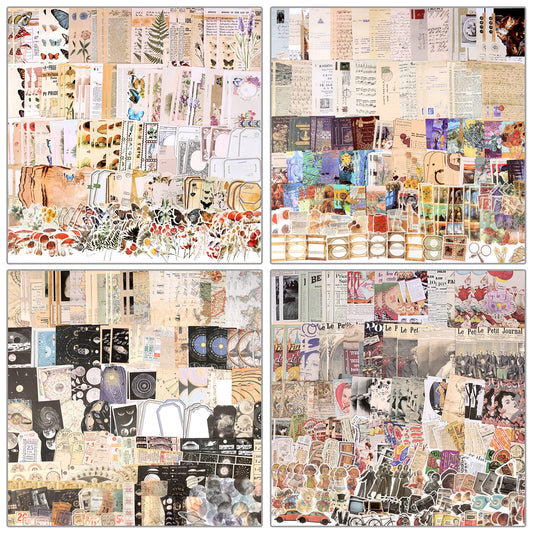 Draupnir 800pcs Vintage Junk Journal Supplies,Scrapbook Supplies Scrapbooking Paper and Stickers Ephemera for Art Aesthetic Journaling Kit Collage