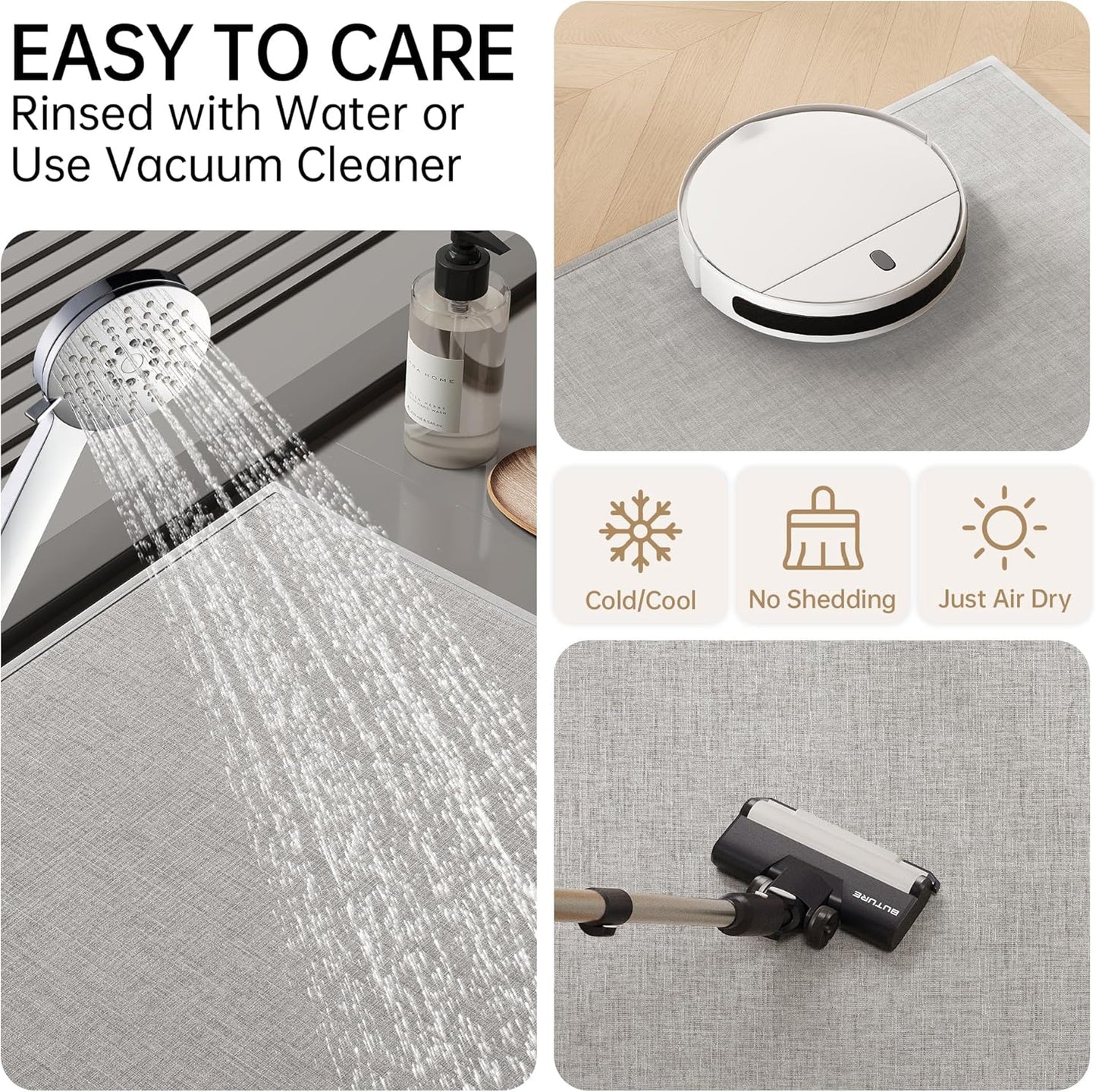 Mecko Bath Mat, Ultra Absorbent Quick Dry Bathroom Floor Mats-Rubber Non-Slip Thin Bathroom Rug Fit Under Door, Cozy Cloth Surface Shower Rug for Bathtub, Sink, Shower Room(Sliver Grey,24"x48")
