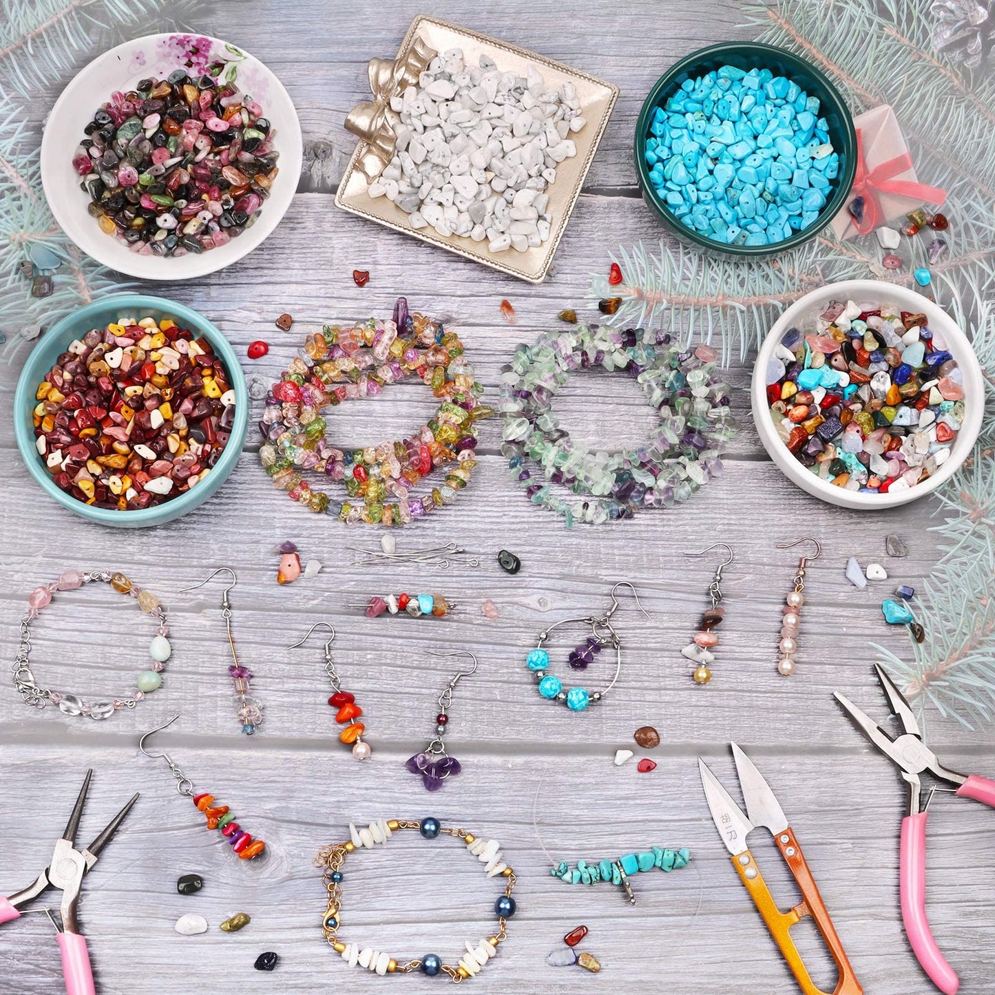 500 pcs Natural Chip Stone Beads, Citrine 5-8 mm Irregular Gemstones Healing Crystal Loose Bead for Jewelry Making Bracelet Crafting